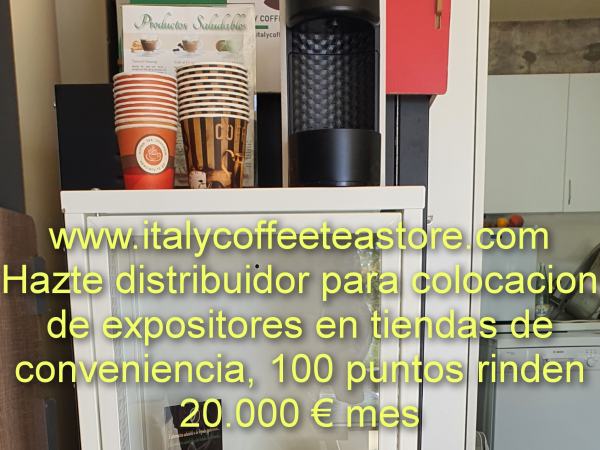 Venta de capsulas con expositores dedicacion libre, Italy Coffee Tea Store