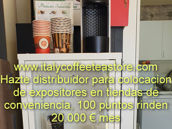 Nueva franquicia, dedicación libre, café, te, tisanas, chocolates, etc., con expositores, en tiendas de conveniencia