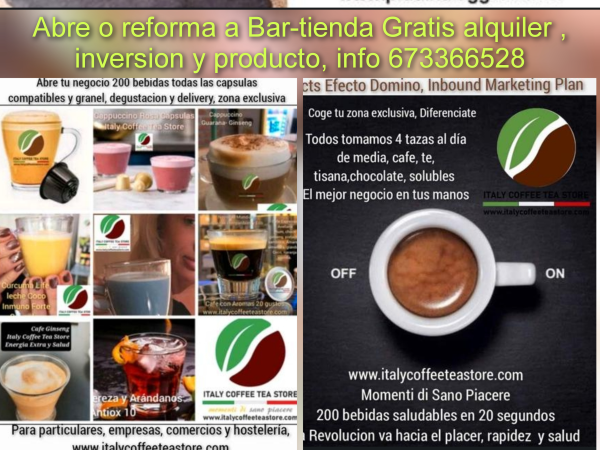 Abre o divide tu negocio con Italy Coffee Tea Store y Piadina Leggera Italia, Bar, tienda, distribución, independiente o los tres a la vez