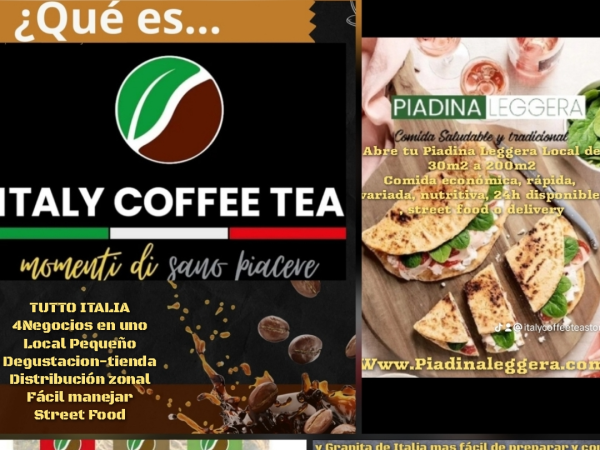 Piadina Leggera y Italy Coffee Tea Store, TempoDitalia , tres conceptos hosteleria y distribucion en uno que con minimo coste consiguen el maximo