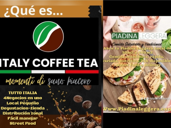 Negocio lleno de 7 a 24h, a cada hora lo que el consumidor busca y consume, en exclusiva de Italia, Bar, cafeteria, restaurante rapido, tienda, distribucion zonal