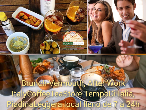 Brunch, cocktail, aperitivo, vermouth, llenamos a todas horas en Piadina Leggera Italia, sea take away o restaurante