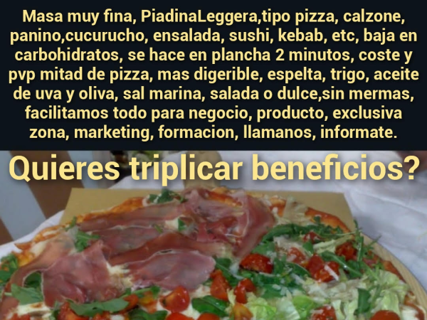 Triplica el beneficio con una franquicia Piadina Leggera.